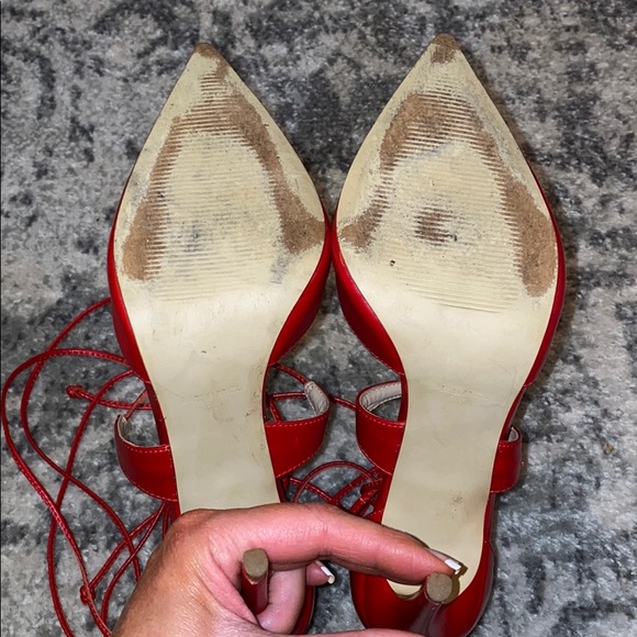 Steve Madden red tie pointed toe heels pumps 9 - Picture 9 of 12